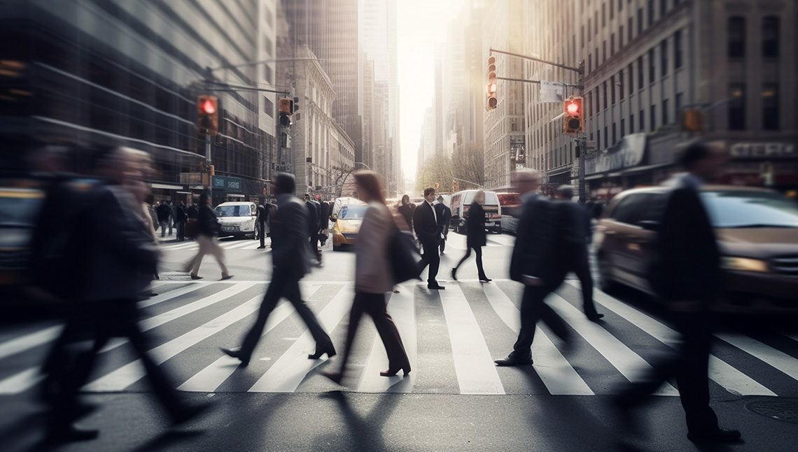 people walking on the street in the city